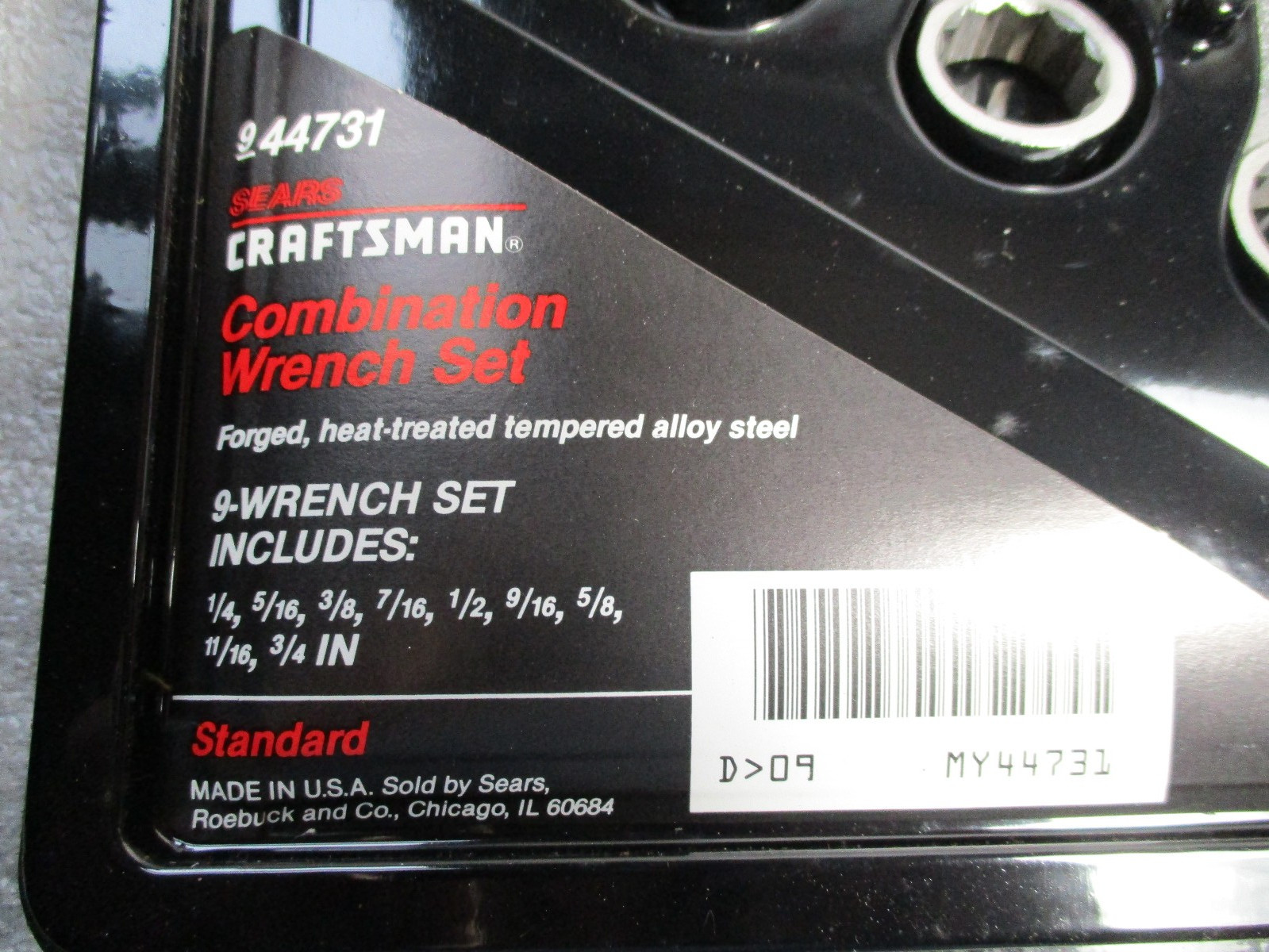 Sears Craftsman -VV- 9-pc SAE Combination Wrench Set 1/4″ – 3/4″ 9-44731 NOS