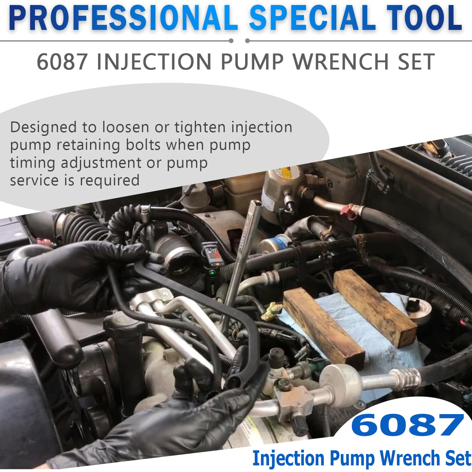 6.5L Diesel Engine 6087 GM Injection Pump Wrench Set for 1996-2000 GM Full-Size