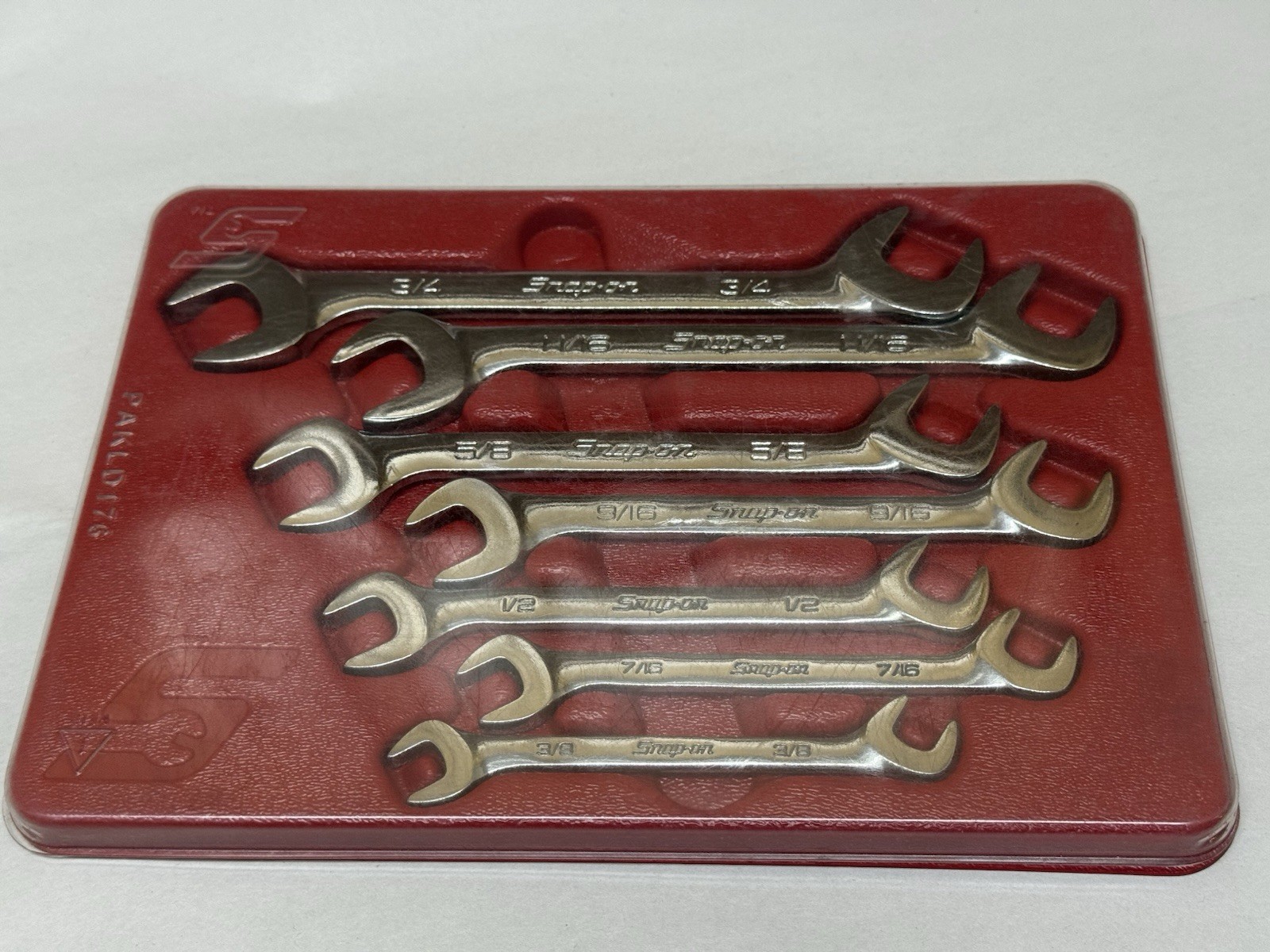 USA Snap-On 7 pc SAE 4-Way Angle Open End Wrench Set 3/8 – 3/4″ VS807B Nice!