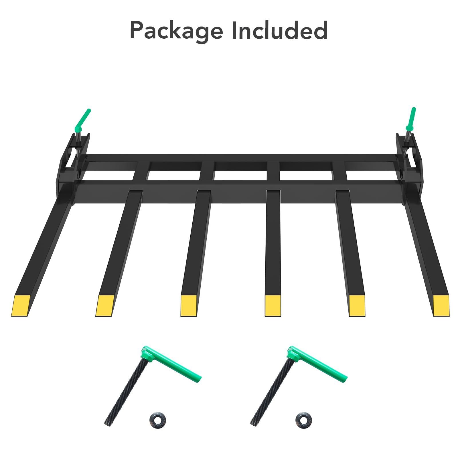 Clamp-On Debris Forks for 60″ Bucket – 4000 lbs Loader & Tractor Pall Duty Heavy