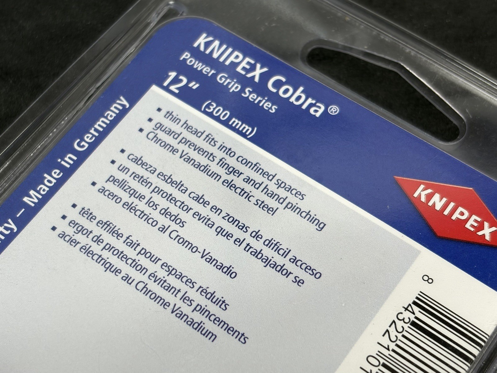 NEW! KNIPEX Tools 87 01 300 Cobra Power Grip Water Pump Pliers, 12-Inch