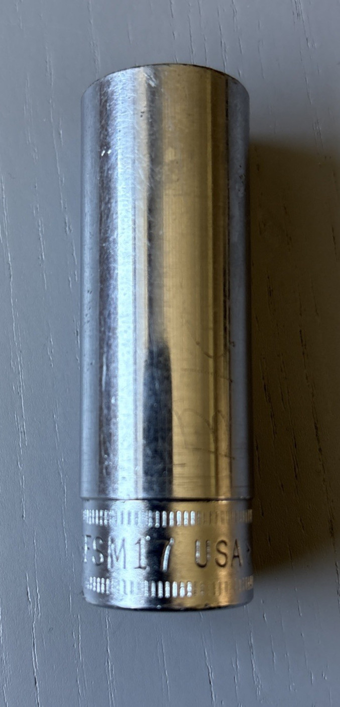 Snap-On #SFSM17 17MM Metric Deep Chrome Socket 3/8″ Drive 6PT Made In The USA