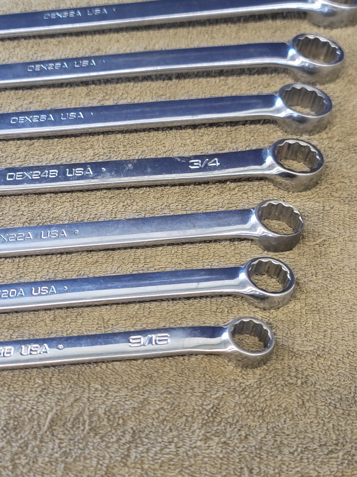 Snap on OEX Combination Wrench Set Sae 1″ 7/8 13/16 3/4 11/16 5/8 9/16 1/2 3/8