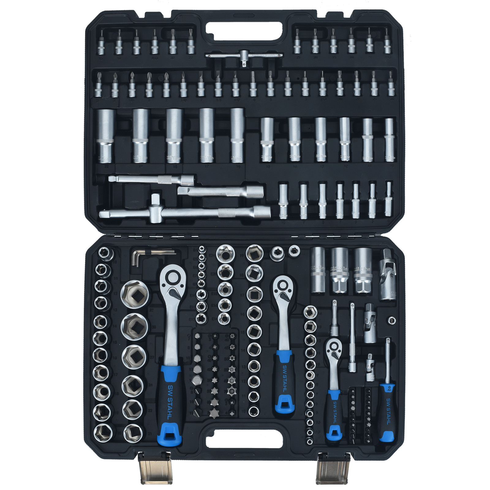 SW steel socket set ratchet box 171 pieces 1/4″ 3/8″ 1/2″ box nut