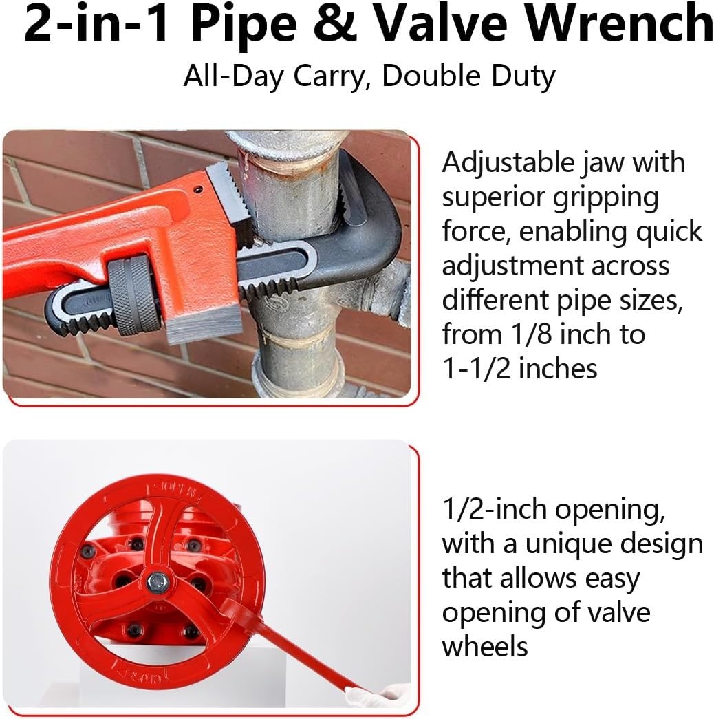 10″ Double-Ended Valve & Pipe Wrench Combo
