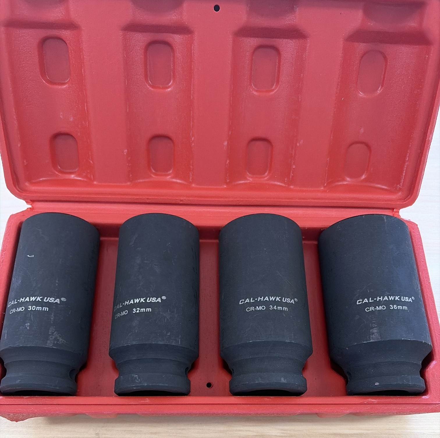 Cal-Hawk Tools BSSAN4PA 4-Piece 1/2” Drive, Metric Deep Spindle Axle Nut Socket