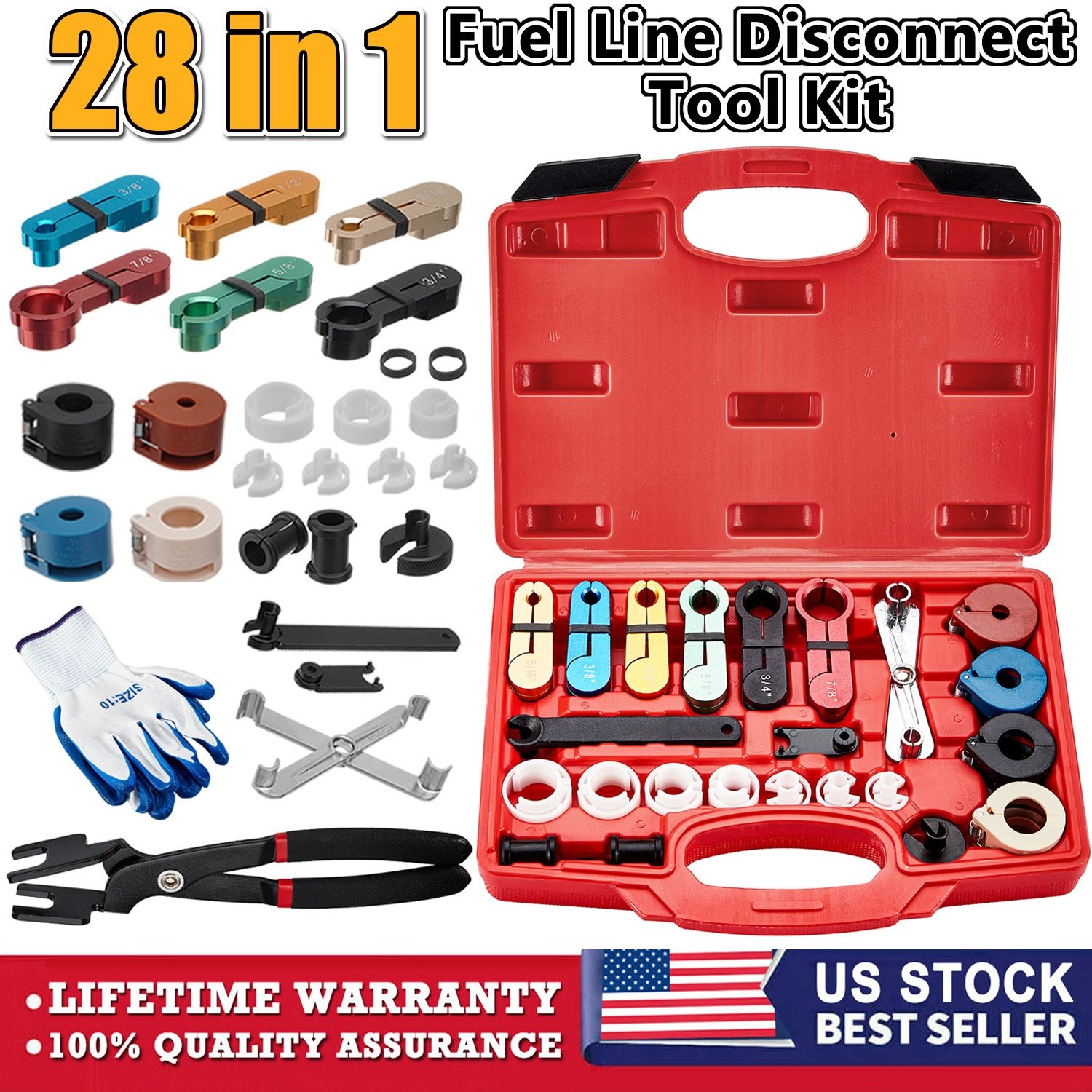 28 Pcs Car Auto Air Conditioning Hose Fuel Pipe Line Disconnect A/C Tool Remover