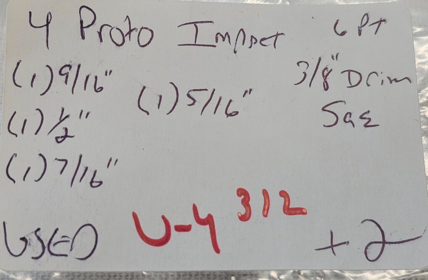 4 Proto Professional Impact Deep Well Sae Socket Set 3/8″ Drive 9/16 1/2 5/16