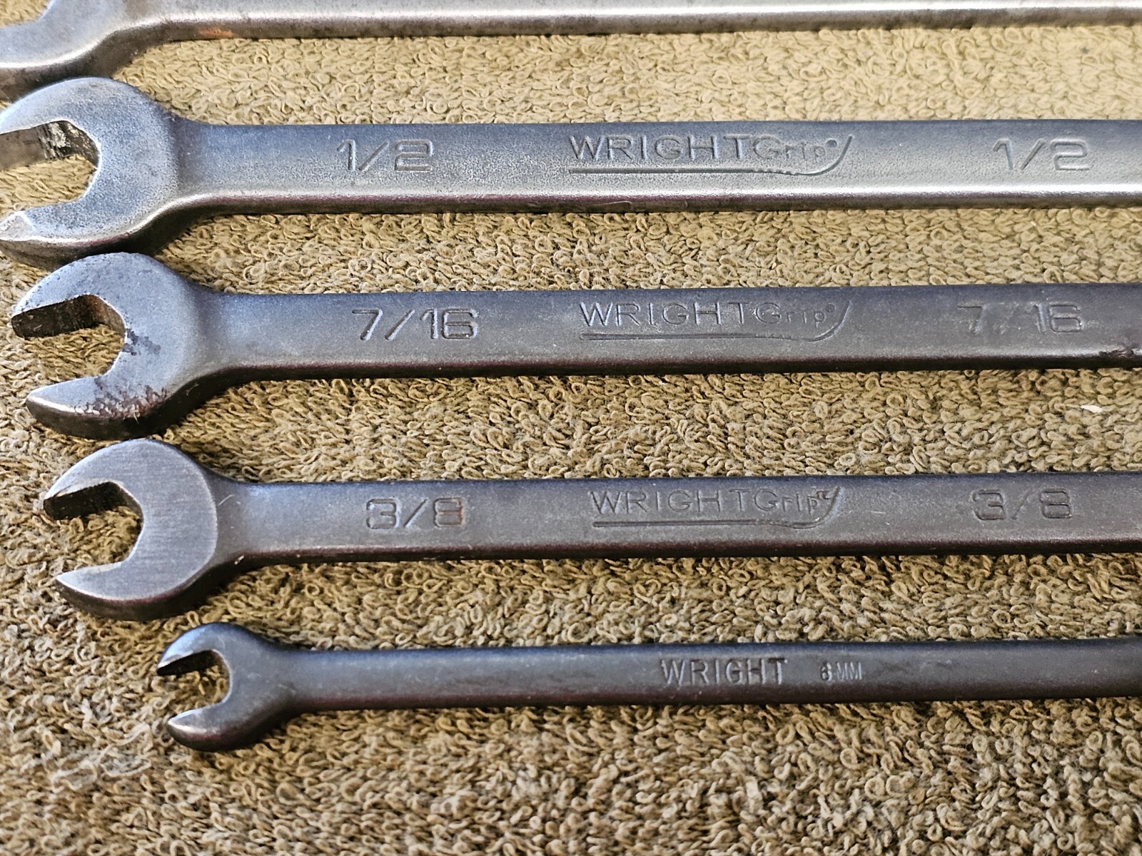 Wright Grip Combination Wrench Set Sae 1″ 7/8 5/8 9/16 1/2 3/8″ 31132 Black Tool