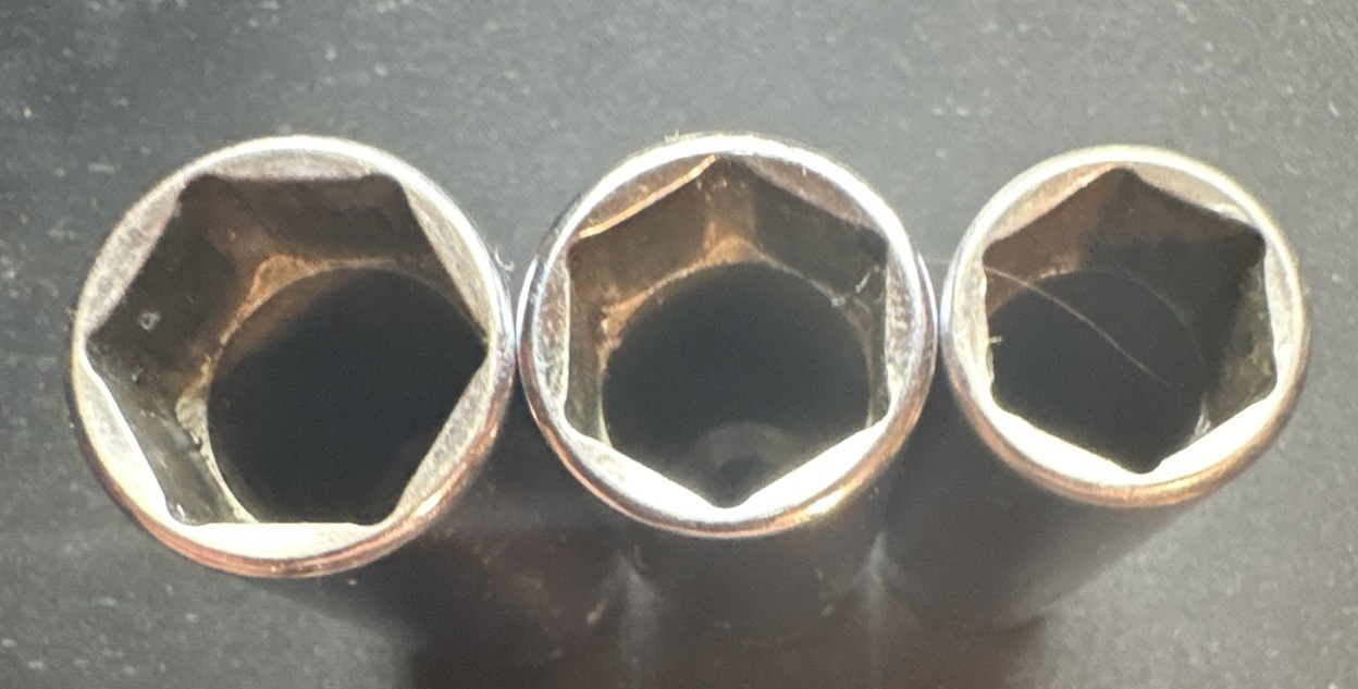 Snap-on USA 1/4” Drive Deep Socket Lot 7/16 1/2 9/16 Sequential SAE 3 Pc