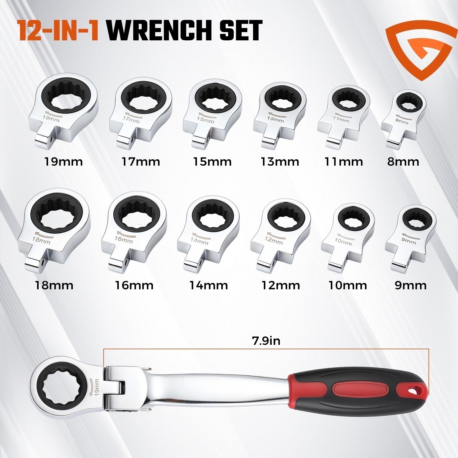 12 in 1 Universal Socket Wrench Multifunction 180° Rotating Head Spanner Tool US