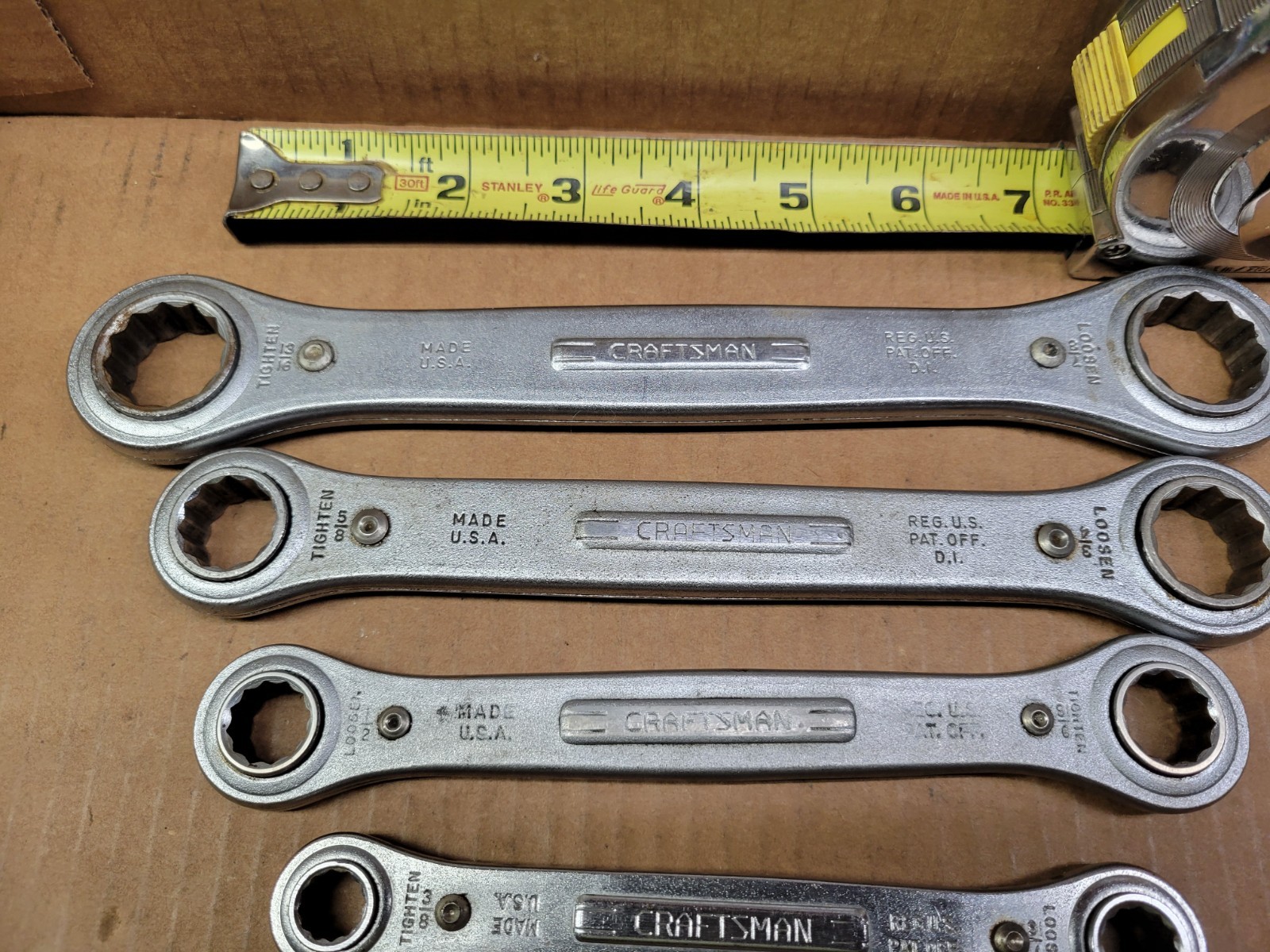 Vintage Craftsman USA 5-Piece ratcheting Box End Wrench Set