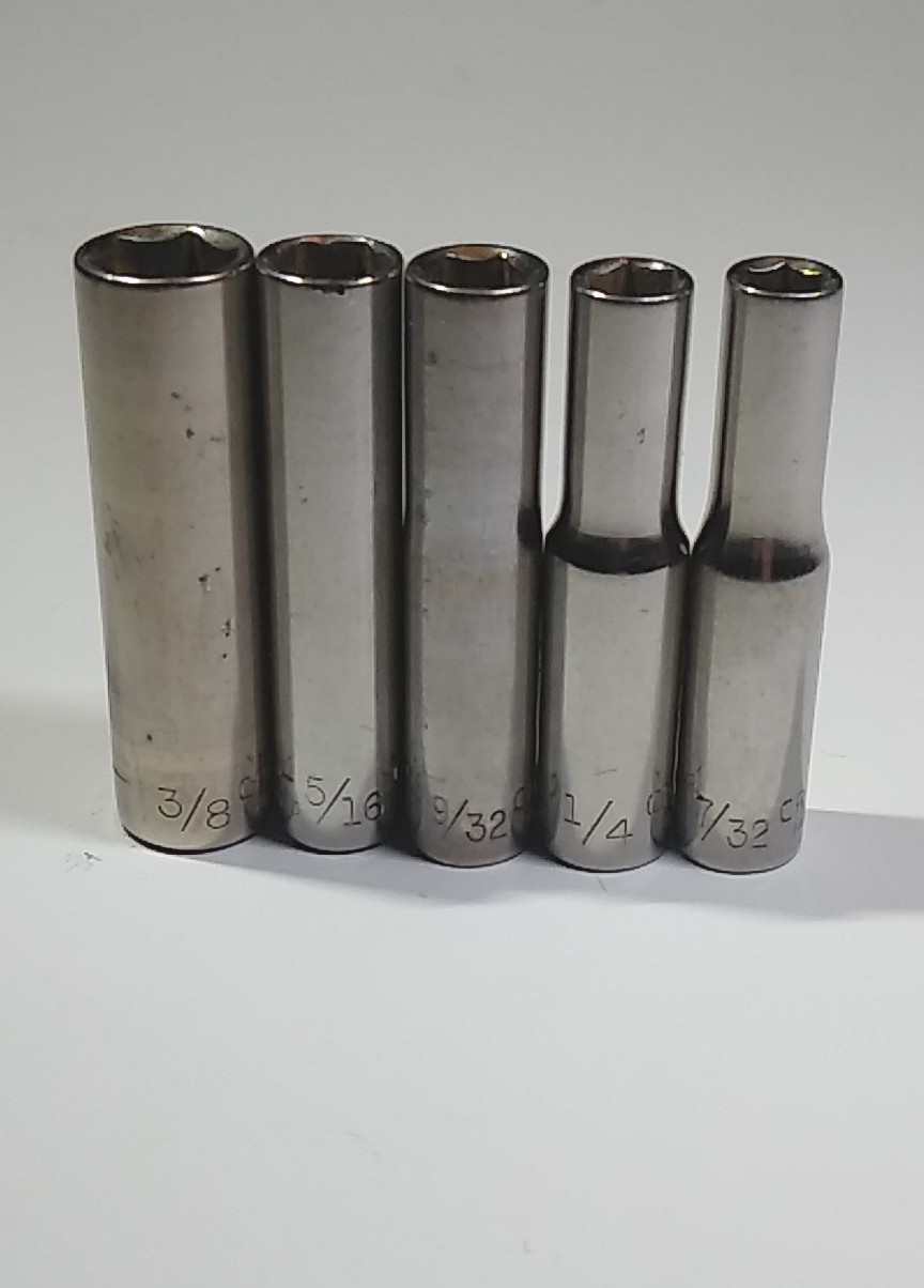 Craftsman G Series 5 Pc 1/4″ Drive SAE Deep 6 Pnt Socket Set Made In USA