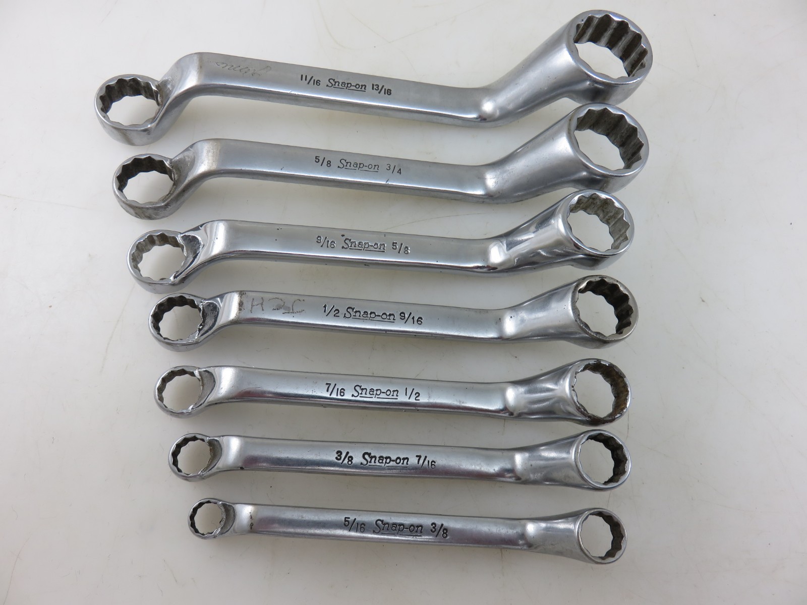 Snap-On XSO SHORT 60° Offset Box End Wrench 7pc Set 5/16″-13/16″ Vintage