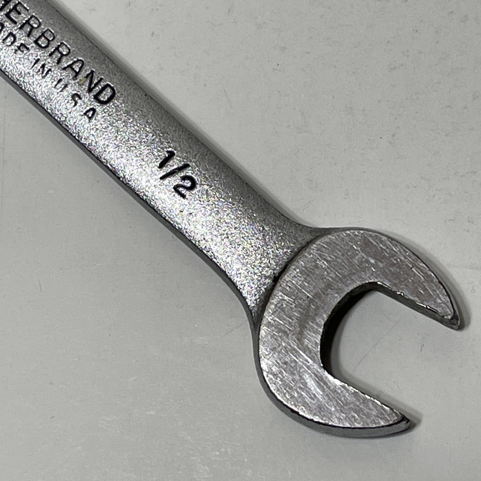 Herbrand 1/2″ x 9/16″ Wrench 1725-B Double Open End SAE Vintage USA Satin Chrome