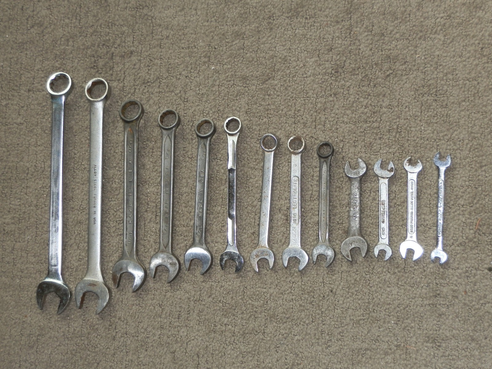 Lot of 13 SAE Wrenches 1/4″-3/4″ – Bonney, Blackhawk, Forged Select Steel, Other