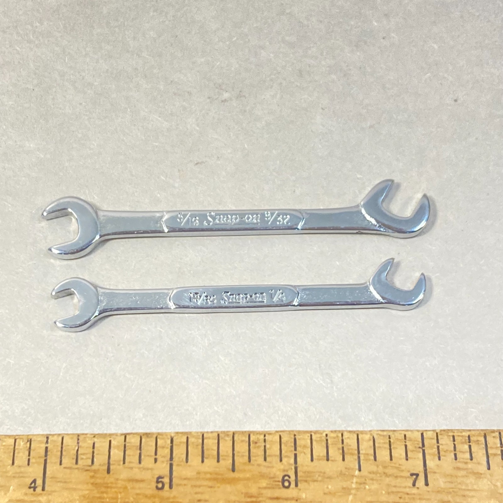 Vintage Snap-on Ignition Midget Wrench 2 Pc Open End Offset SAE USA