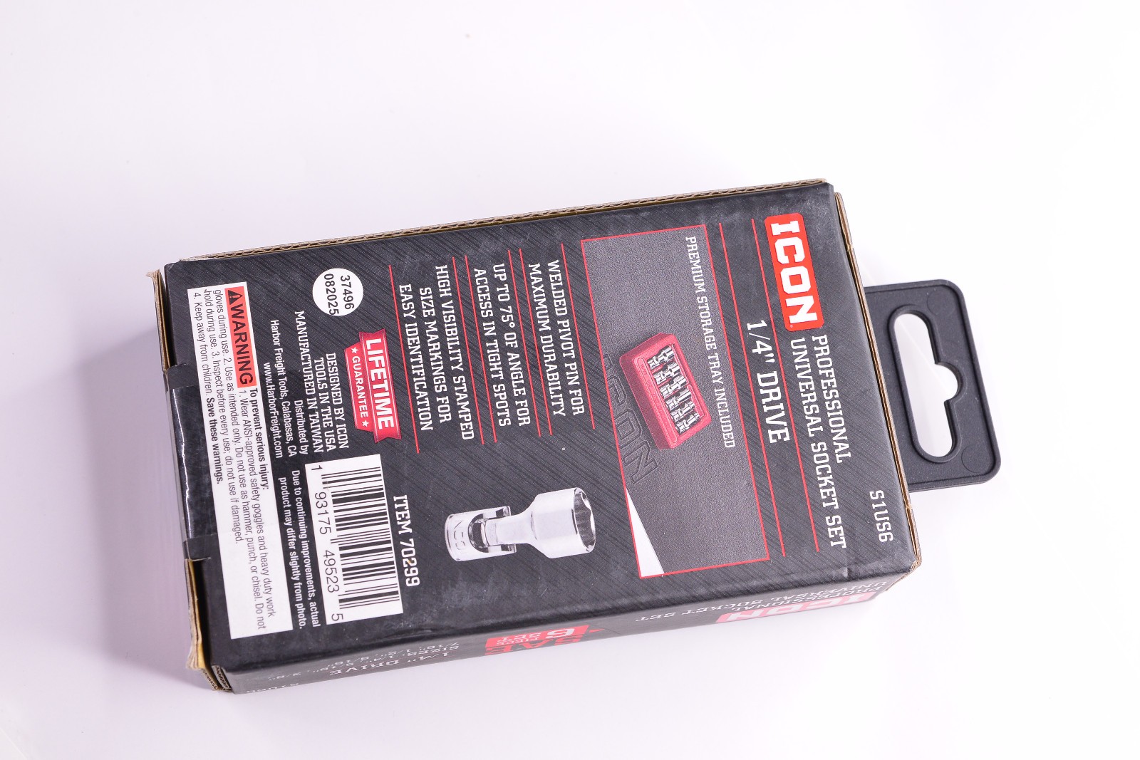 ICON 1/4 “Drive SAE Professional Universal Joint 6 Piece Set 1/4” S1US6 70299
