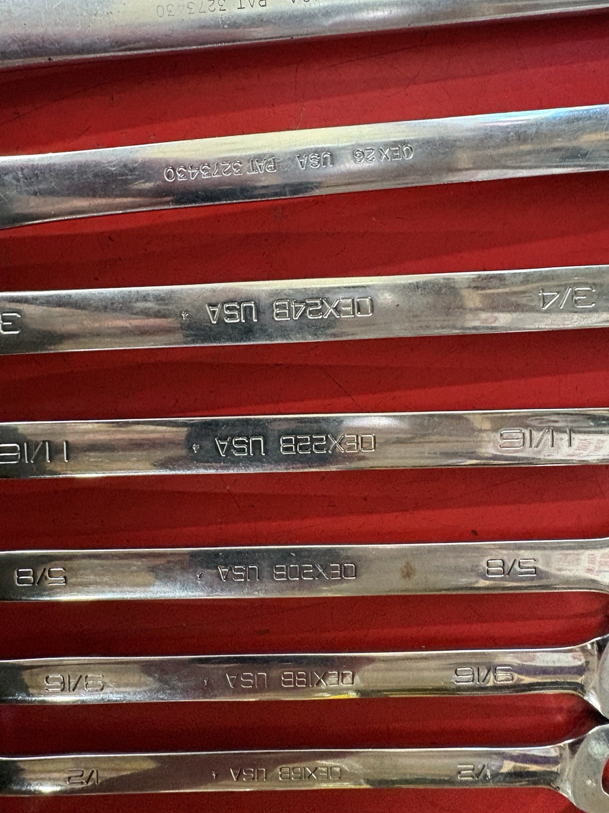 Snap On USA Combination Wrench OEX Set 11 Piece SAE 12 Point 3/8″ Thru 1″