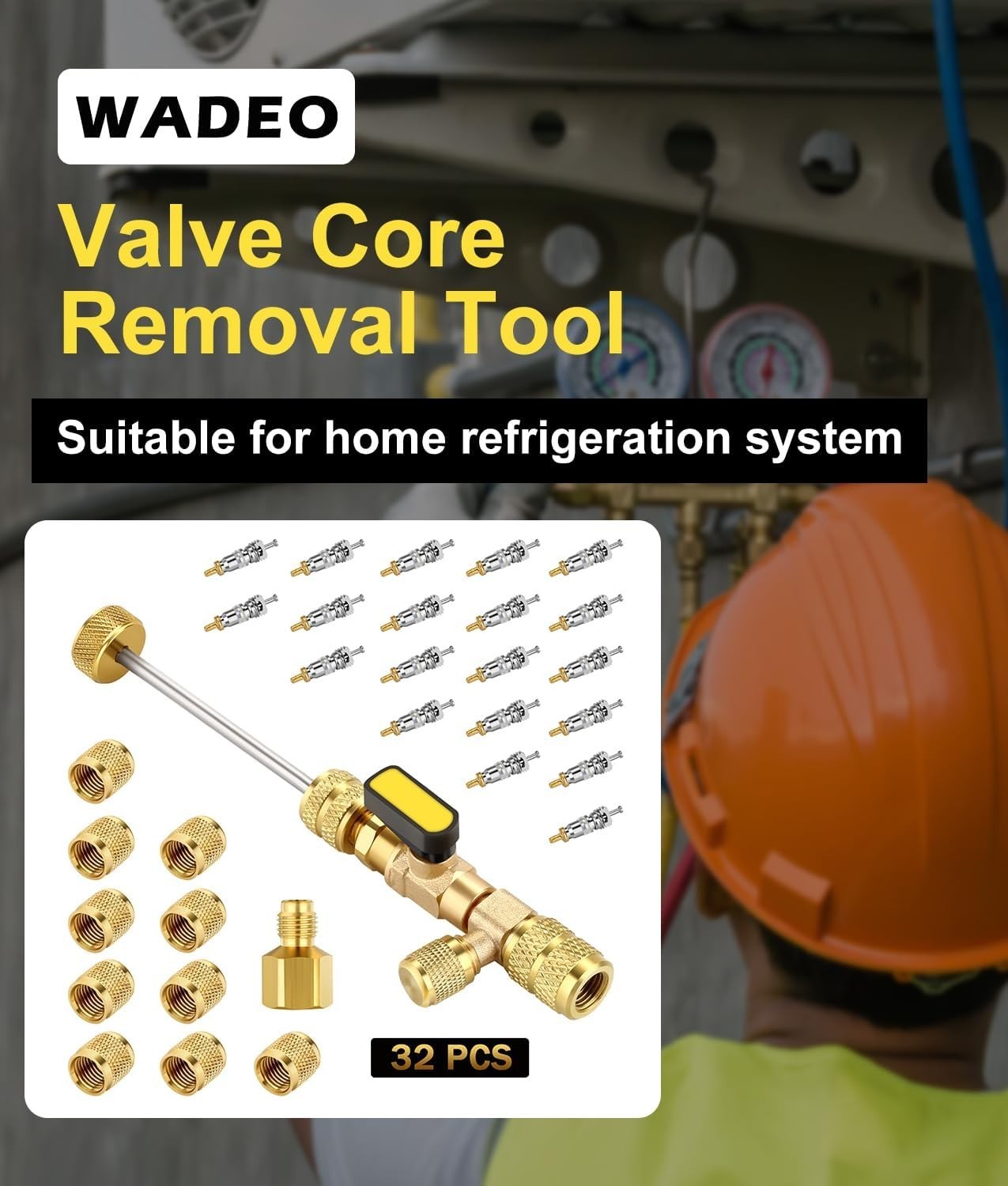 Durable Brass Valve Core Tool Set with 20 Valve Cores & 10 Brass Nuts Included