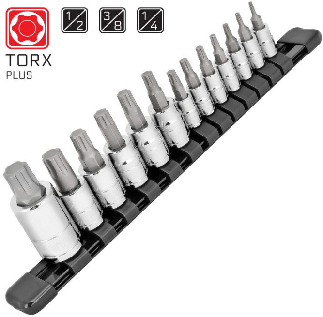 Torx Plus (aka 6 Lobe) Bit Socket Set – 13 Piece, TP-8/IP-8 to TP-60/IP-60