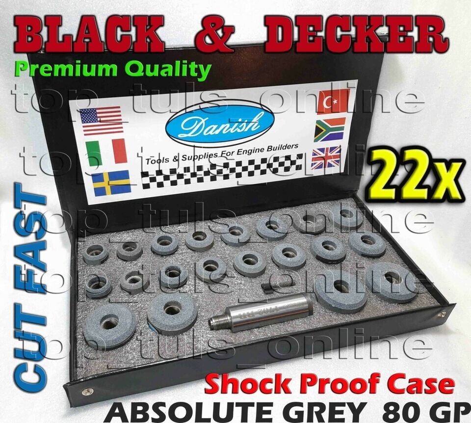 22x BLACK & DECKER GREY BLACK GENRAL PURPOSE 80 VALVE SEAT STONES KIT WITH HOLDR
