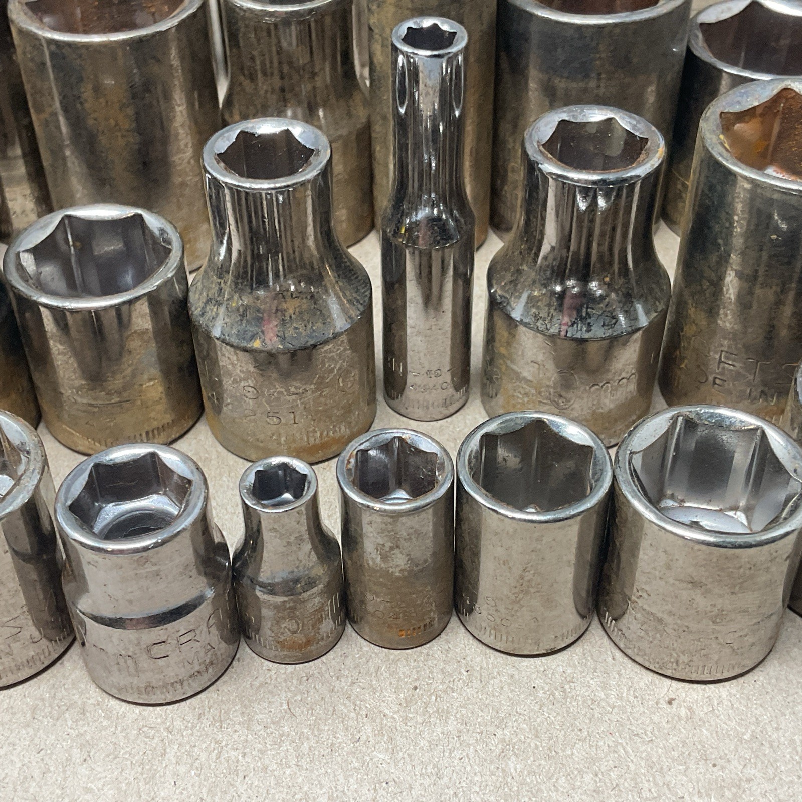 Craftsman Socket Lot of 55 Mixed Drive Metric USA Vintage