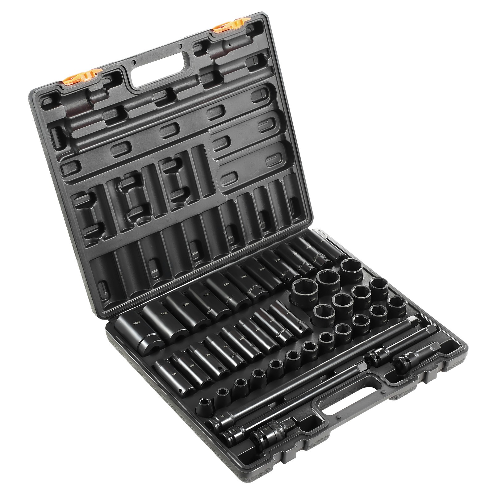 Impact SocketSet 1/2 Inch 43 Pcs Standard/Deep 9 to 30 MM 6-Point Extension Bar
