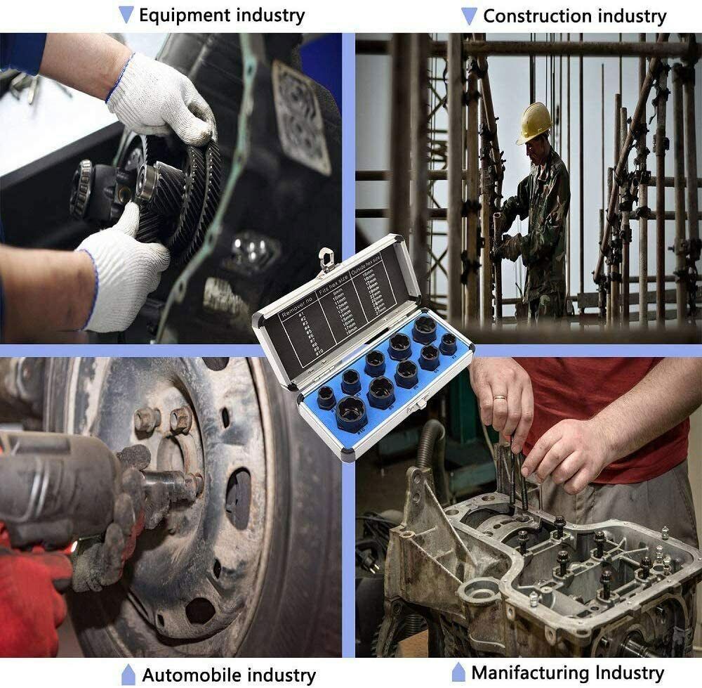 10pcs Damaged Lug Nut Lock Remover Twist Socket Set Screw Extractor Tool US