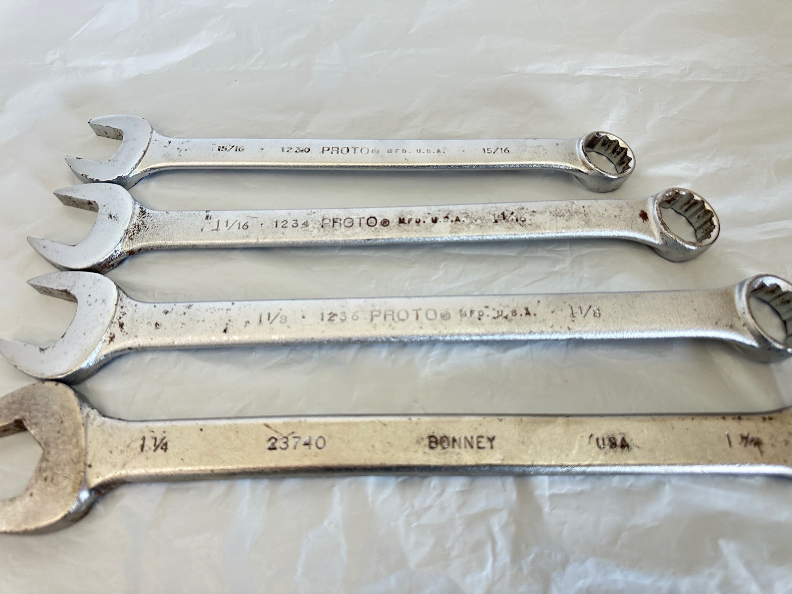 PROTO Professional Jumbo Combination Wrenches + Bonney (4) 15/16 1-1/4″ USA