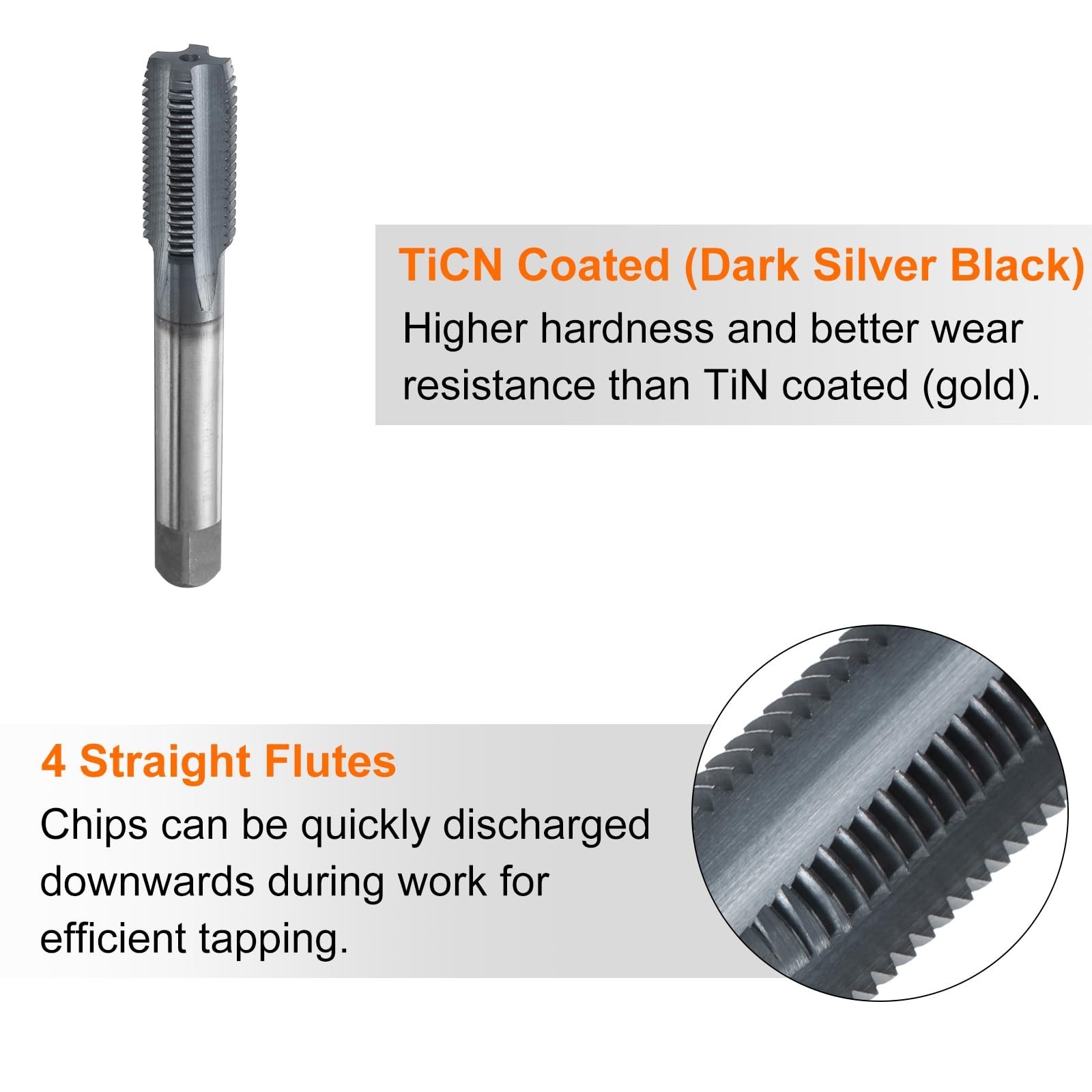 M18x1 + M16×1.75 mm Metric Thread Tap 6542 Steel TiCN Coat Right Hand Plug Screw
