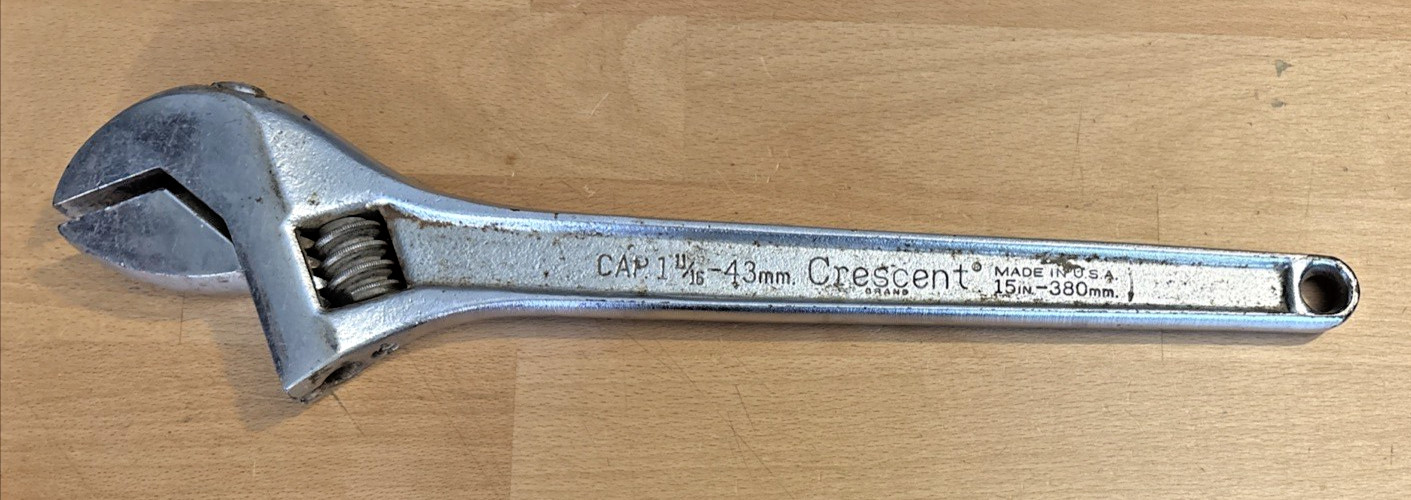 Crescent Tool 15″ Adjustable Wrench Crestoloy Cap. 1 11/16. 43mm USA