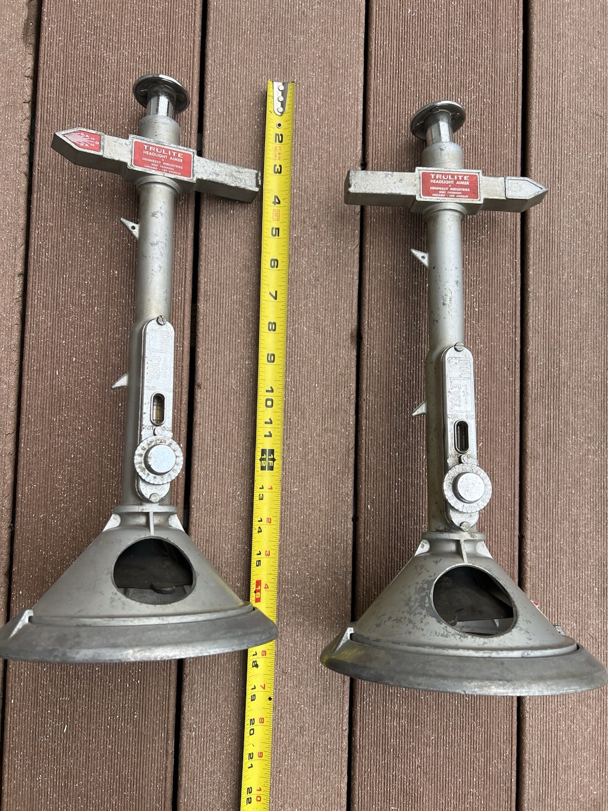 John Bean Trulite Headlight Aiming Tool Dial-A-Level Pair Vintage No. 15014-1