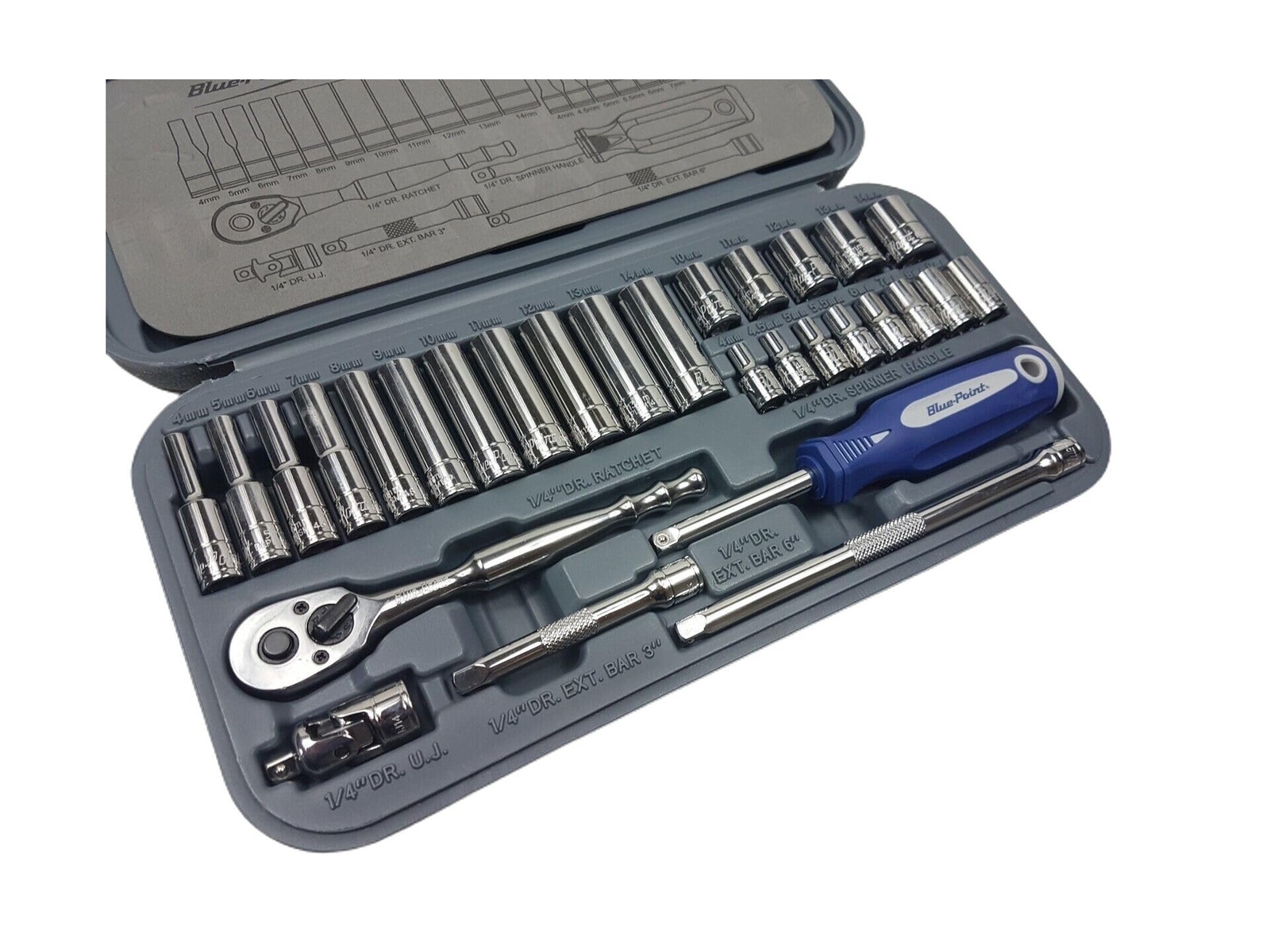 Blue Point 29pcs 1/4Dr. Socket Set 6 Point BLPATSM1429