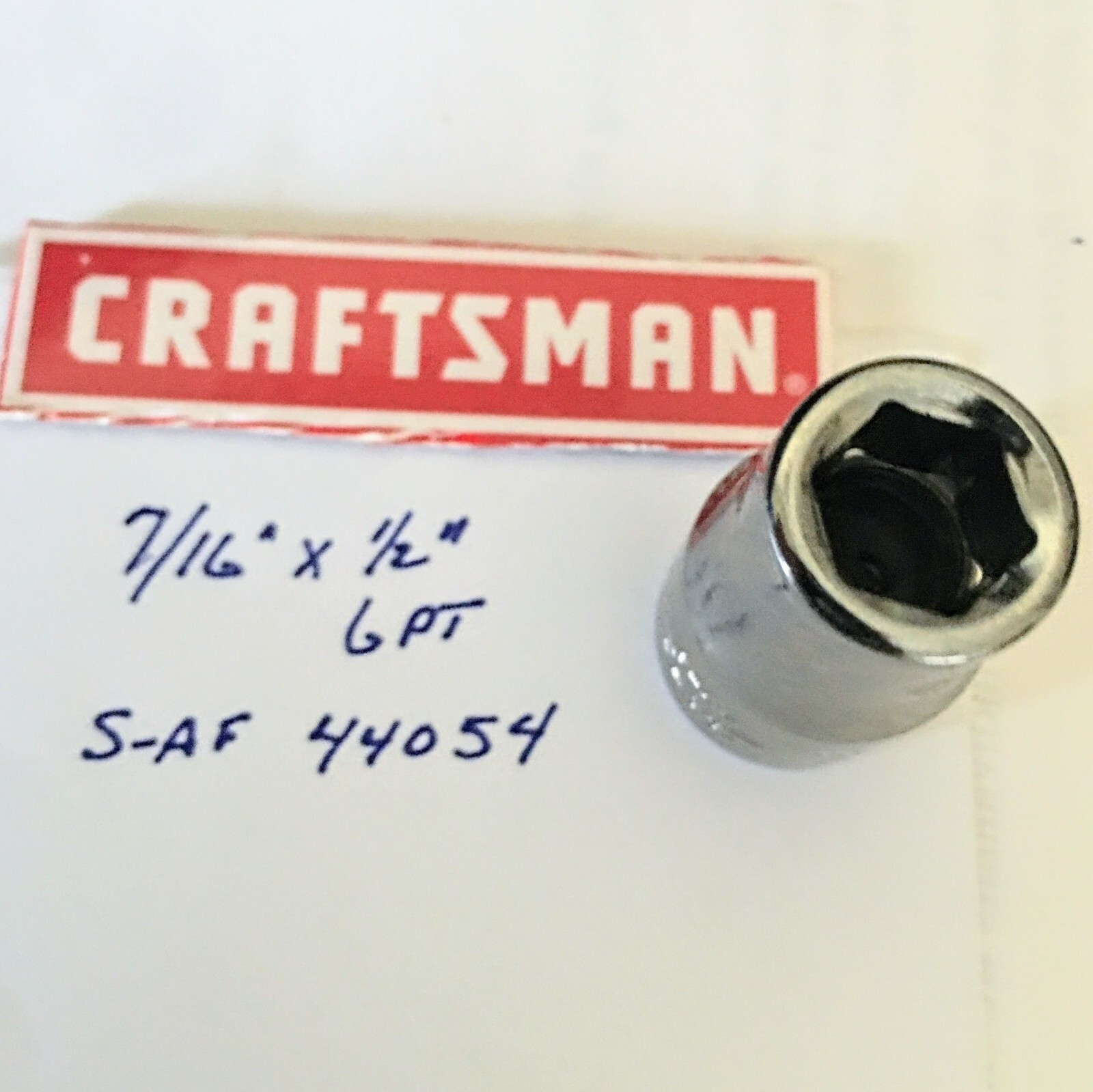 Craftsman 7/16″ x 1/2″ Dr Socket – S-AF 44054- 6 Point – Free USA Shipping