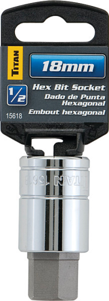 Titan 15618 1/2-Inch Drive x 18mm Hex Bit Socket – 18 mm