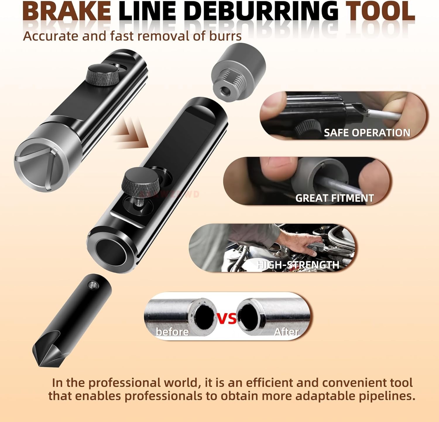 Rimming & Deburring Tool 3/16″ to 1/2″ Brake Line Fuel Coolant Lines