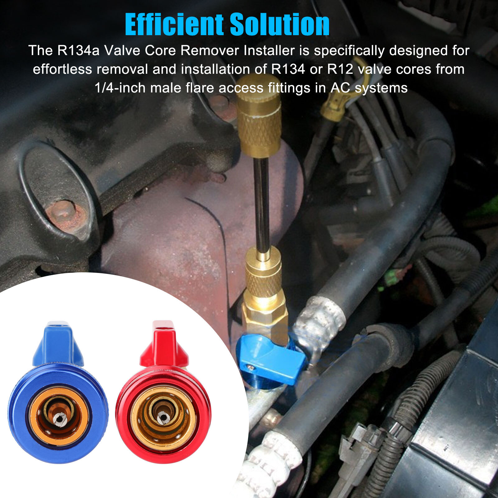 2X R-134 a A/C CAR air conditioning 1/4″ SAE Valve Core Needle Replace Tools kit
