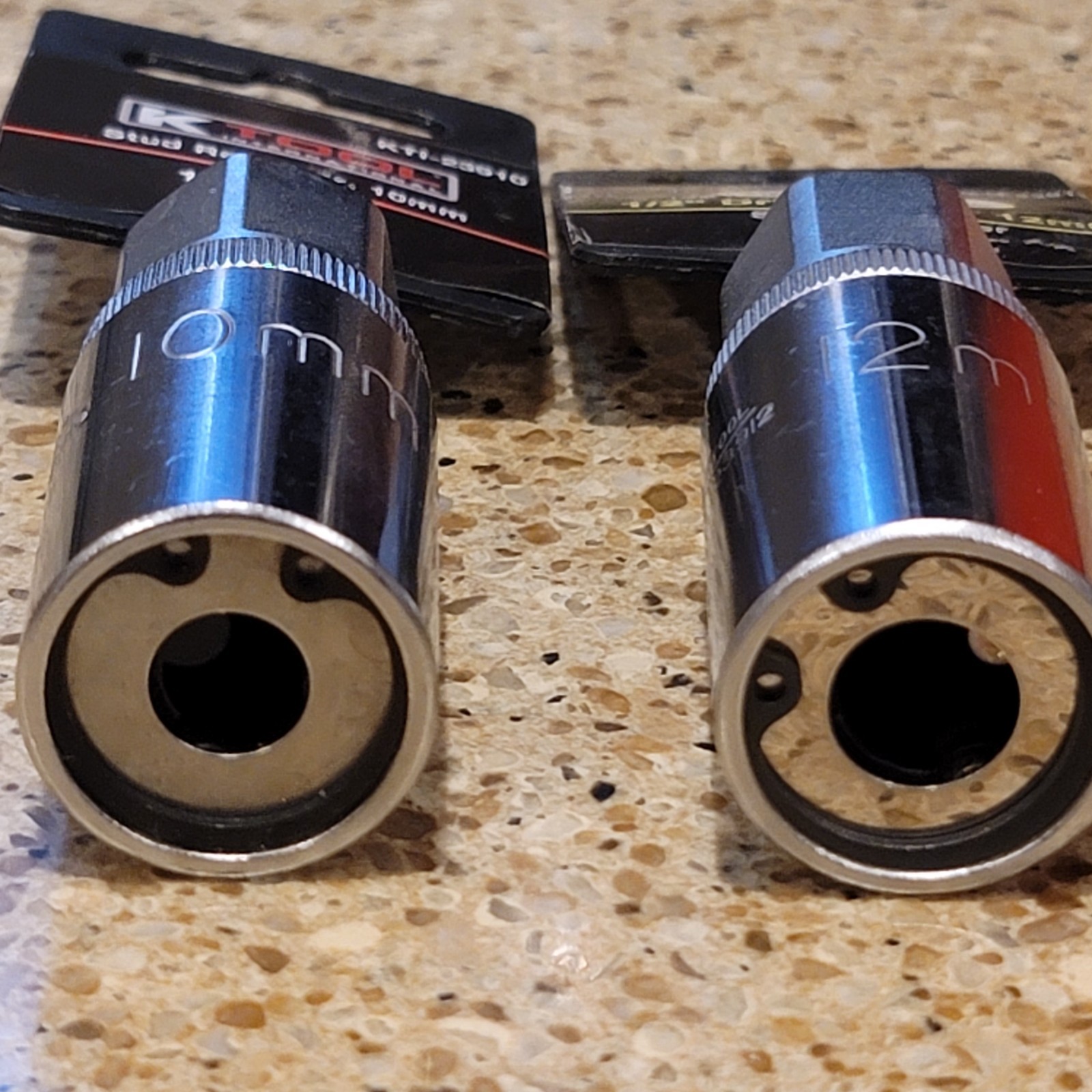 K TOOL METRIC STUD REMOVER 1/2″ DRIVE SOCKET SET OF (2) 10mm & 12mm KTI New NOS