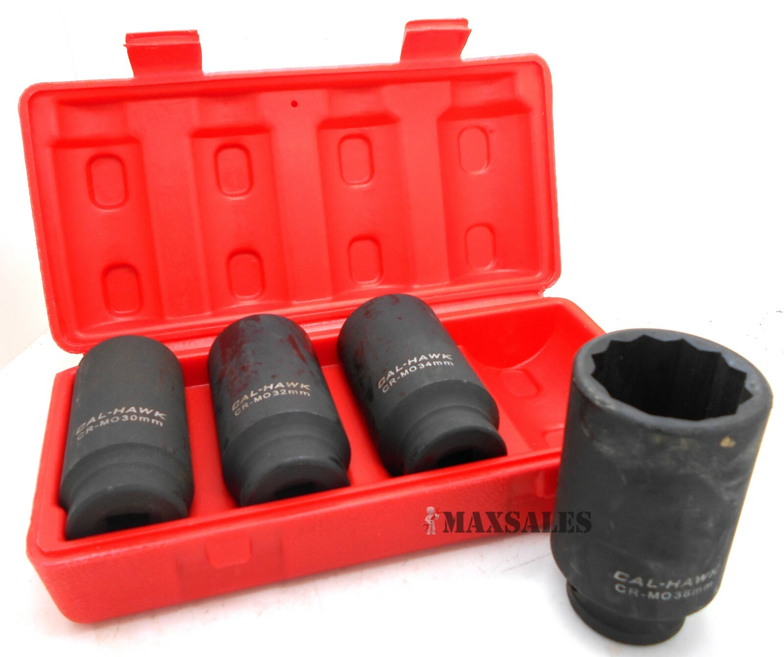 4pc 1/2″ Dr Deep Spindle Axle Nut Socket Set 12 POINT METRIC 30mm 32mm 34mm 36mm