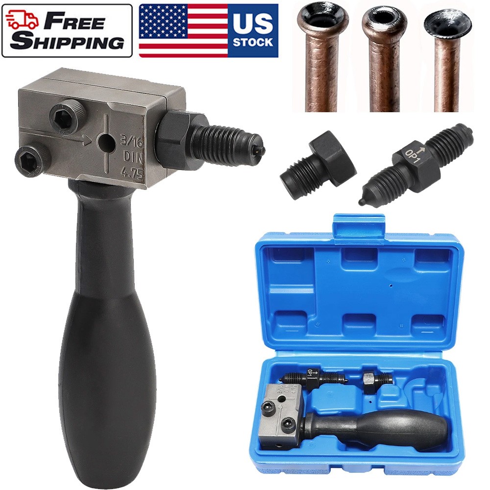 3/16″ Car Brake Line Double Flaring Kit 45° Handheld Pipe Flares Tool w/ Storage