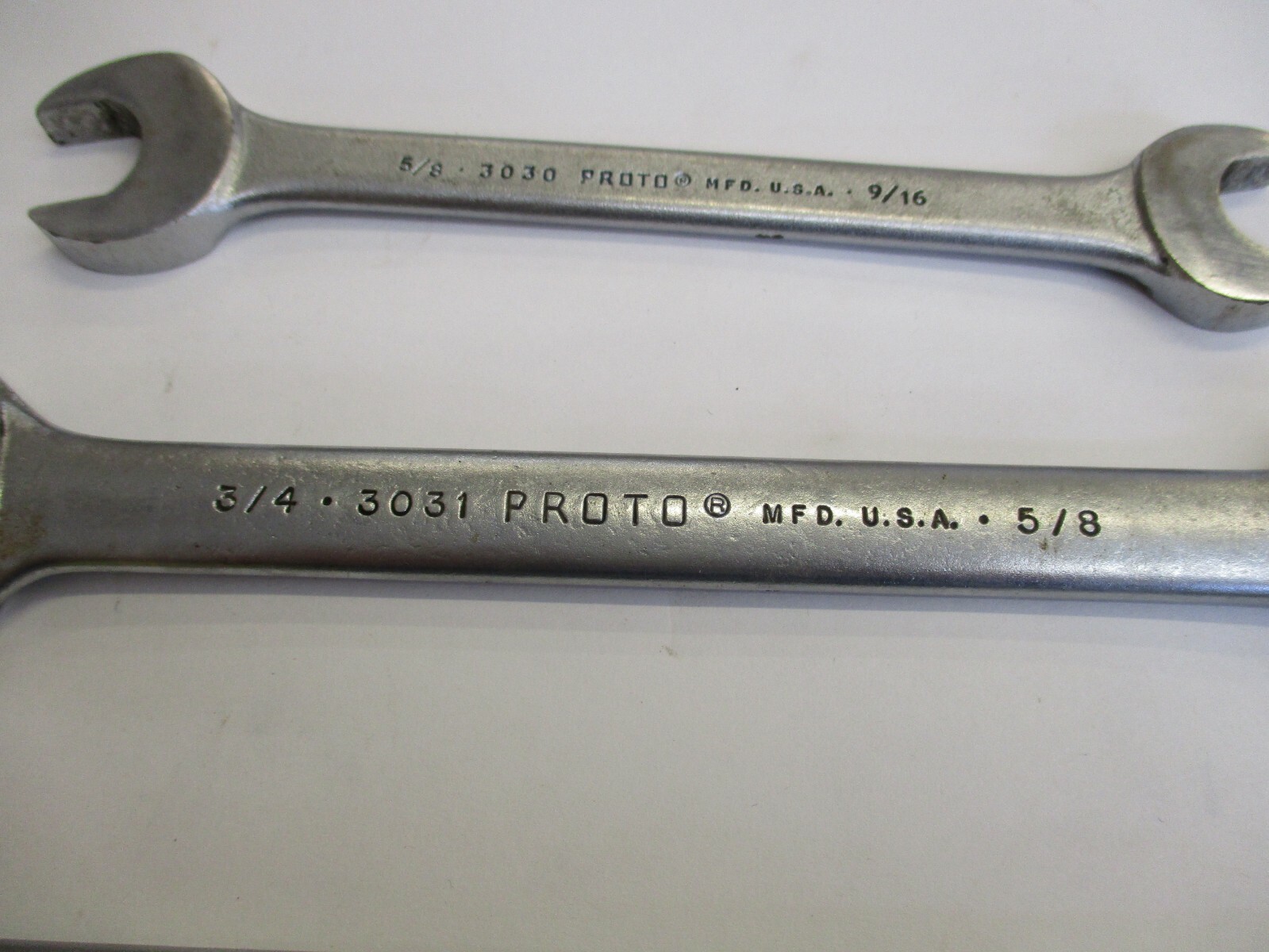 Proto 3 Pc SAE Open Double End Wrench 7/8 x13/16,3/4 x 5/8 , 5/8 x 9/13