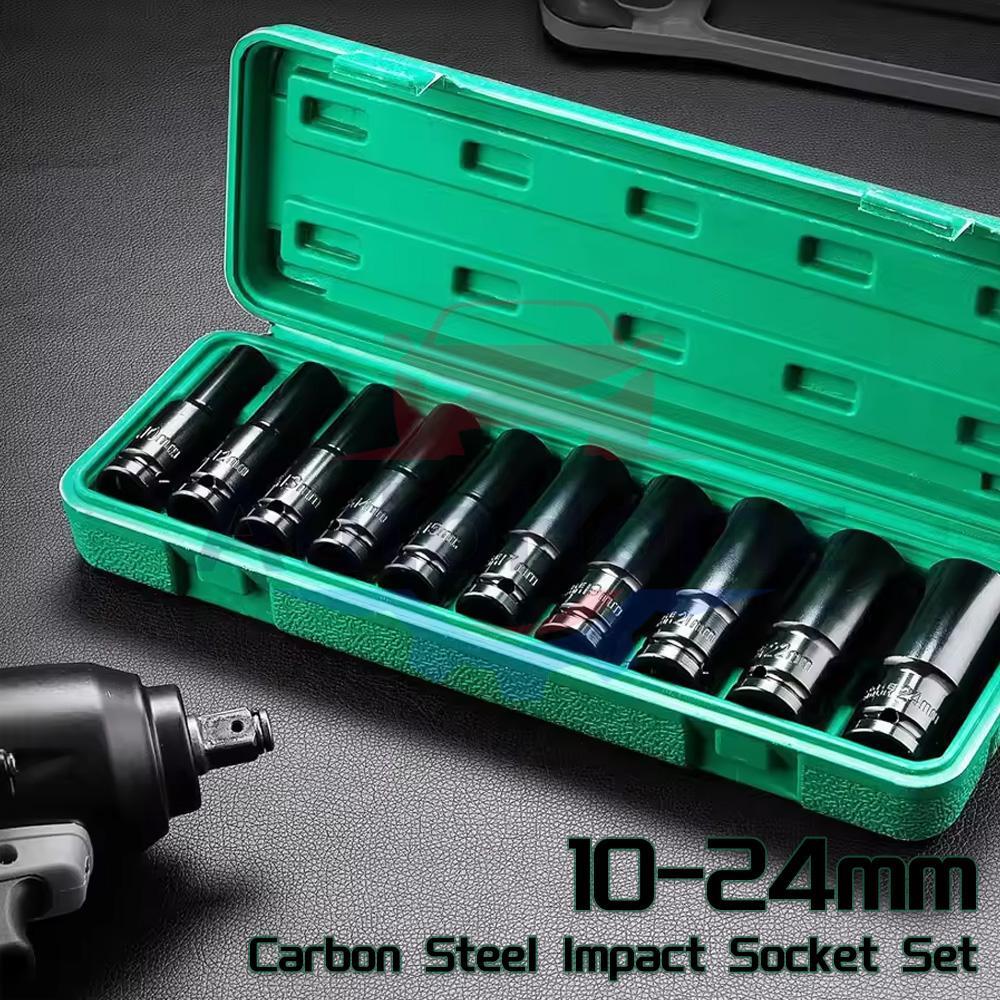 1/2″ Deep Impact Socket Set Drive Long Reach Thin Wall Metric Sockets 10mm-24mm