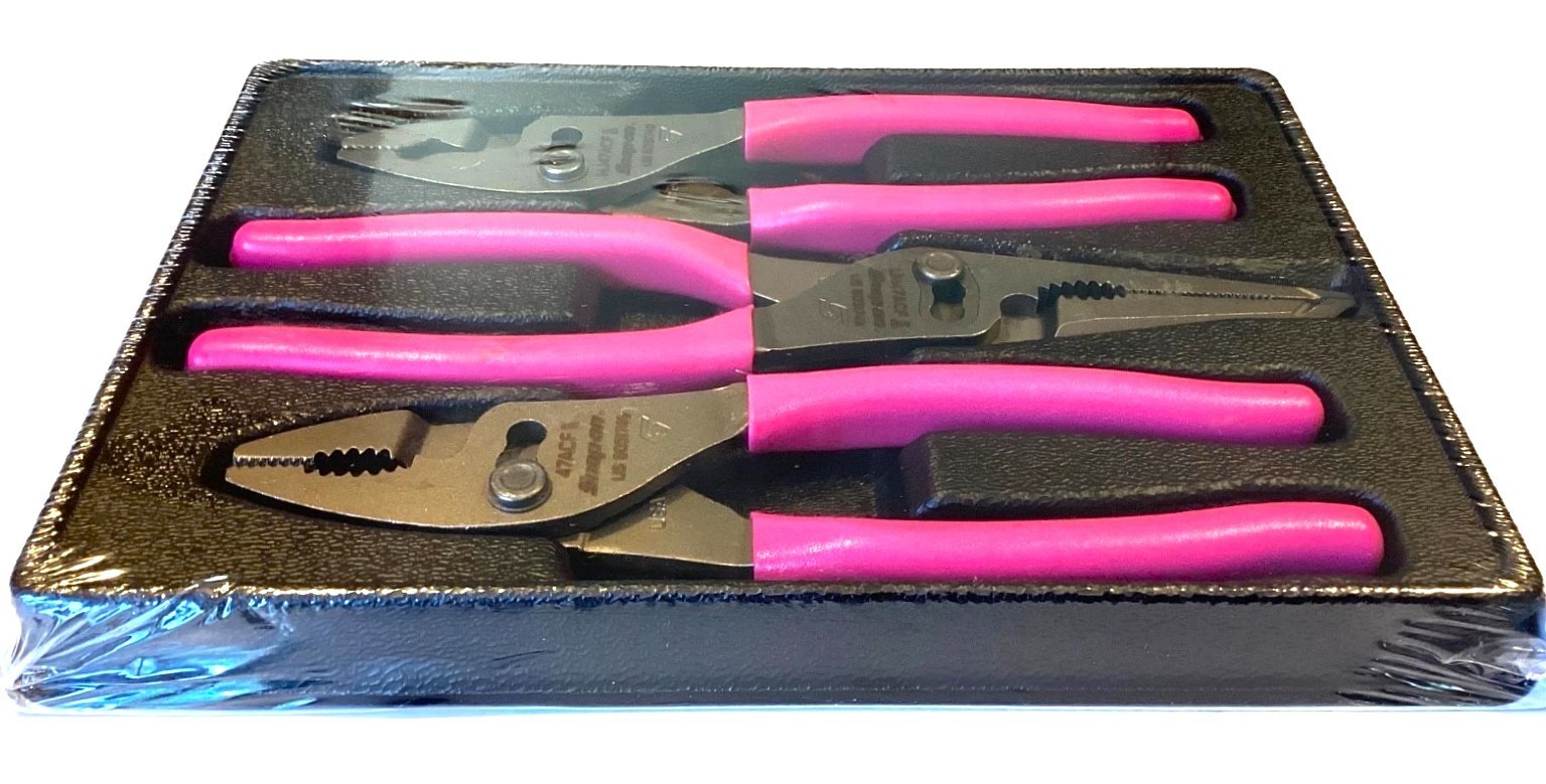 *NEW* Snap On PLIERS SET PL347ACFEP *PINK HANDLES* 3 pcs 46ACF, HJ47ACF, LN47ACF