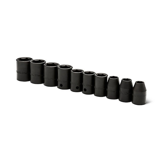 10pc JobSmart 6pt Shallow Metric 1/2″ Drive Impact Socket Set 11-17 19 21 22 24
