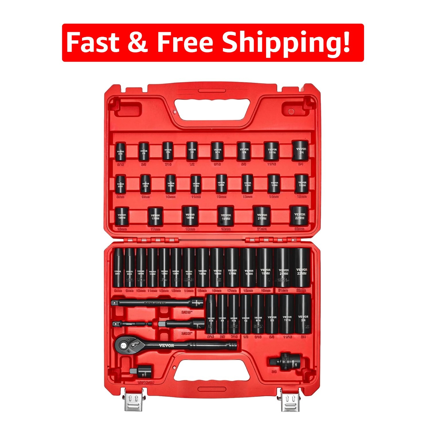 Efficient 50-Piece Impact Socket Set – 6 Point, CR-V Finish & Durable Design