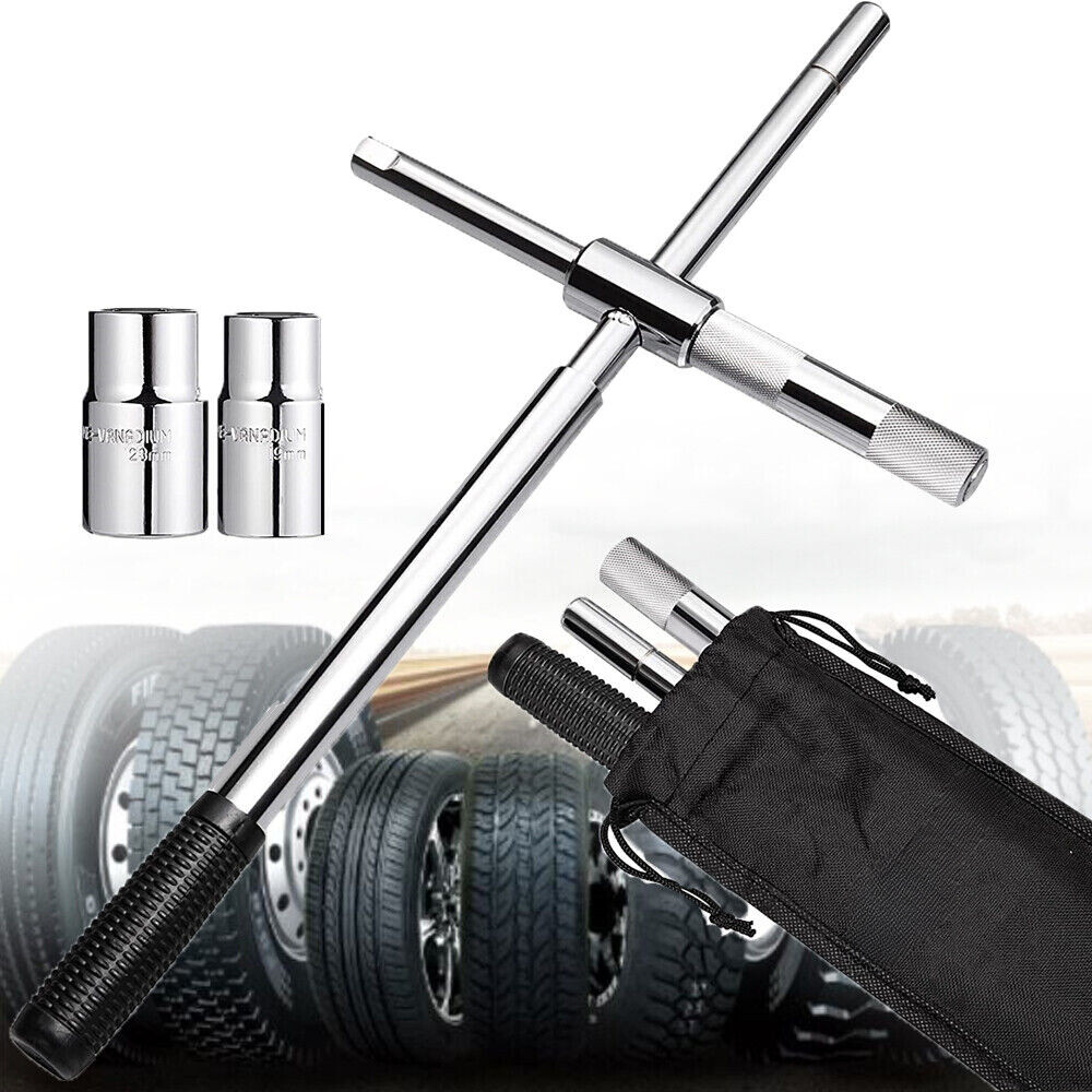 23″ Universal Extended Lug Wrench, 4 Way Tire Iron Nut Wrench Set W/Socket