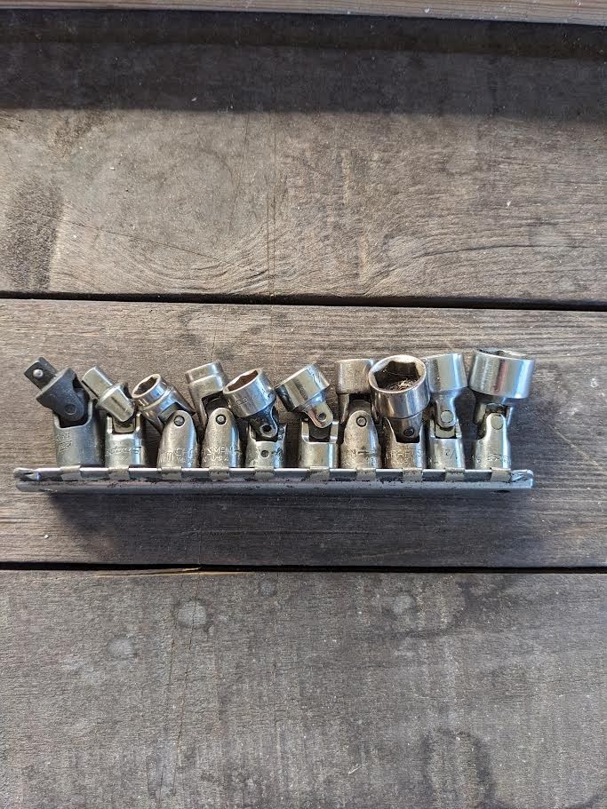 Snap on, Matco, MAC, etc. mixed lot of various swivel/sockets and sizes-Trays