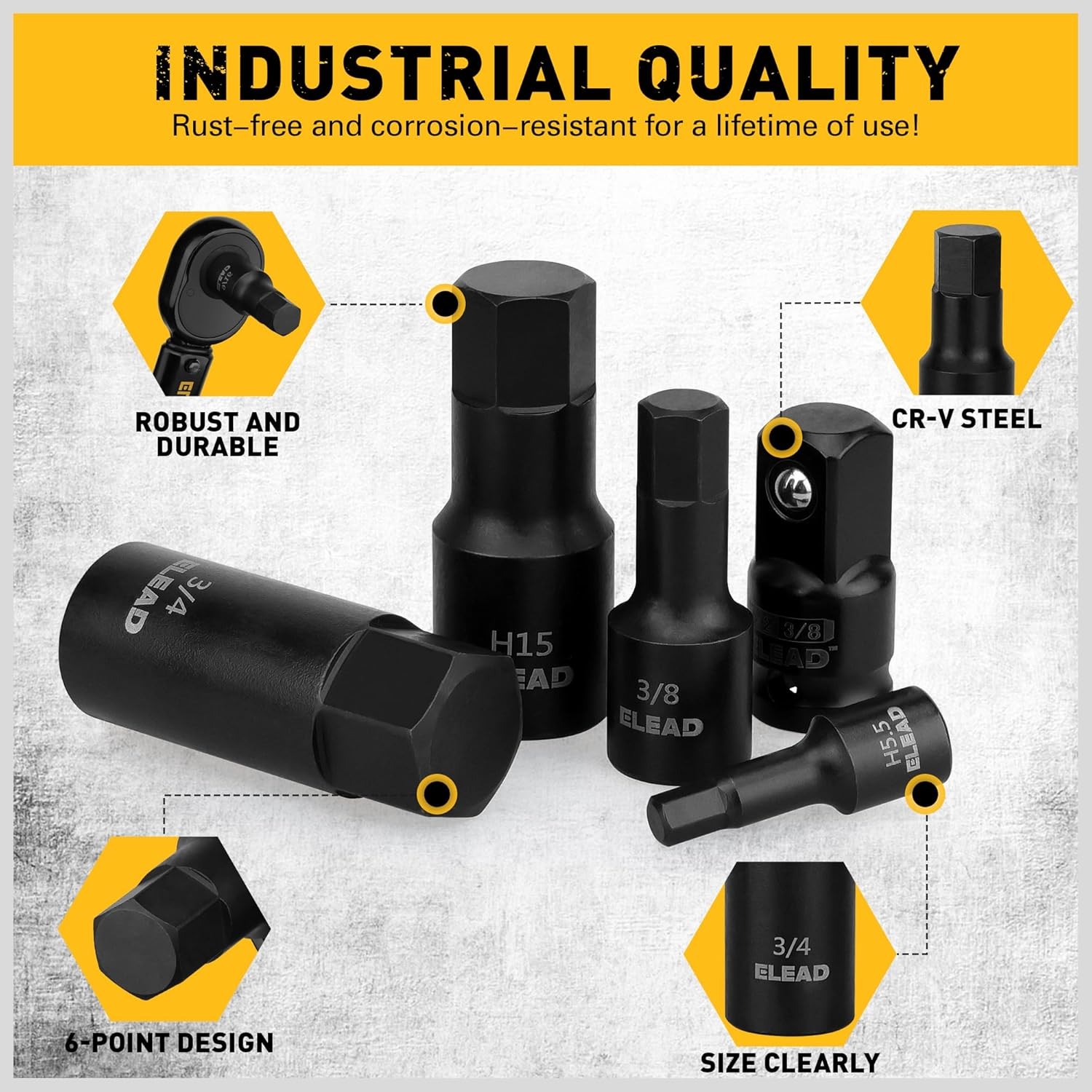 Hex Bit Impact Socket Set: 36-Piece with 4 Adapters, 1/4″, 3/8″, One Size
