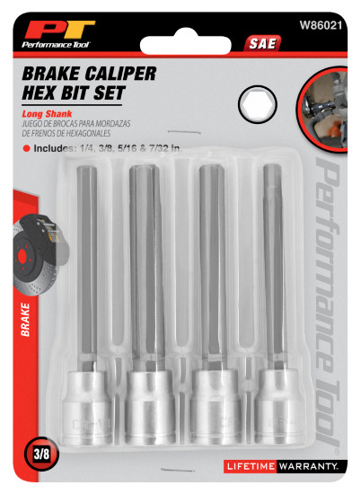 W86021 SAE BRAKE CALIPER Hex Bit Set – Long Shank – Includes 4 Pieces